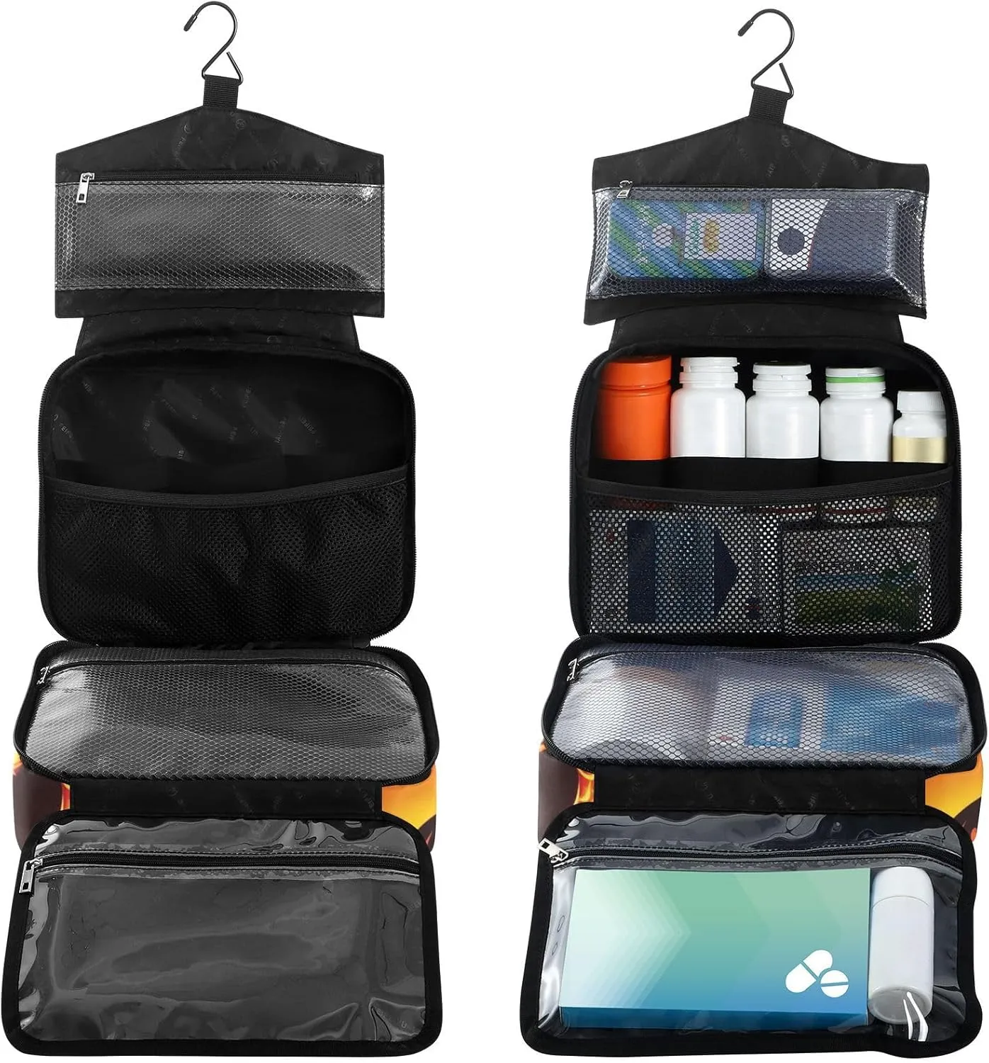 Fustylead Fire Western Dragon Empty Travel First Aid Bag Large Home Medication Bag with Zipper for Pills,Vitamin,Fish Oil,Supplements for Women and Men