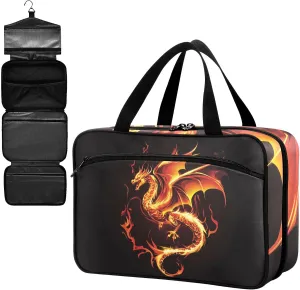 Fustylead Fire Western Dragon Empty Travel First Aid Bag Large Home Medication Bag with Zipper for Pills,Vitamin,Fish Oil,Supplements for Women and Men