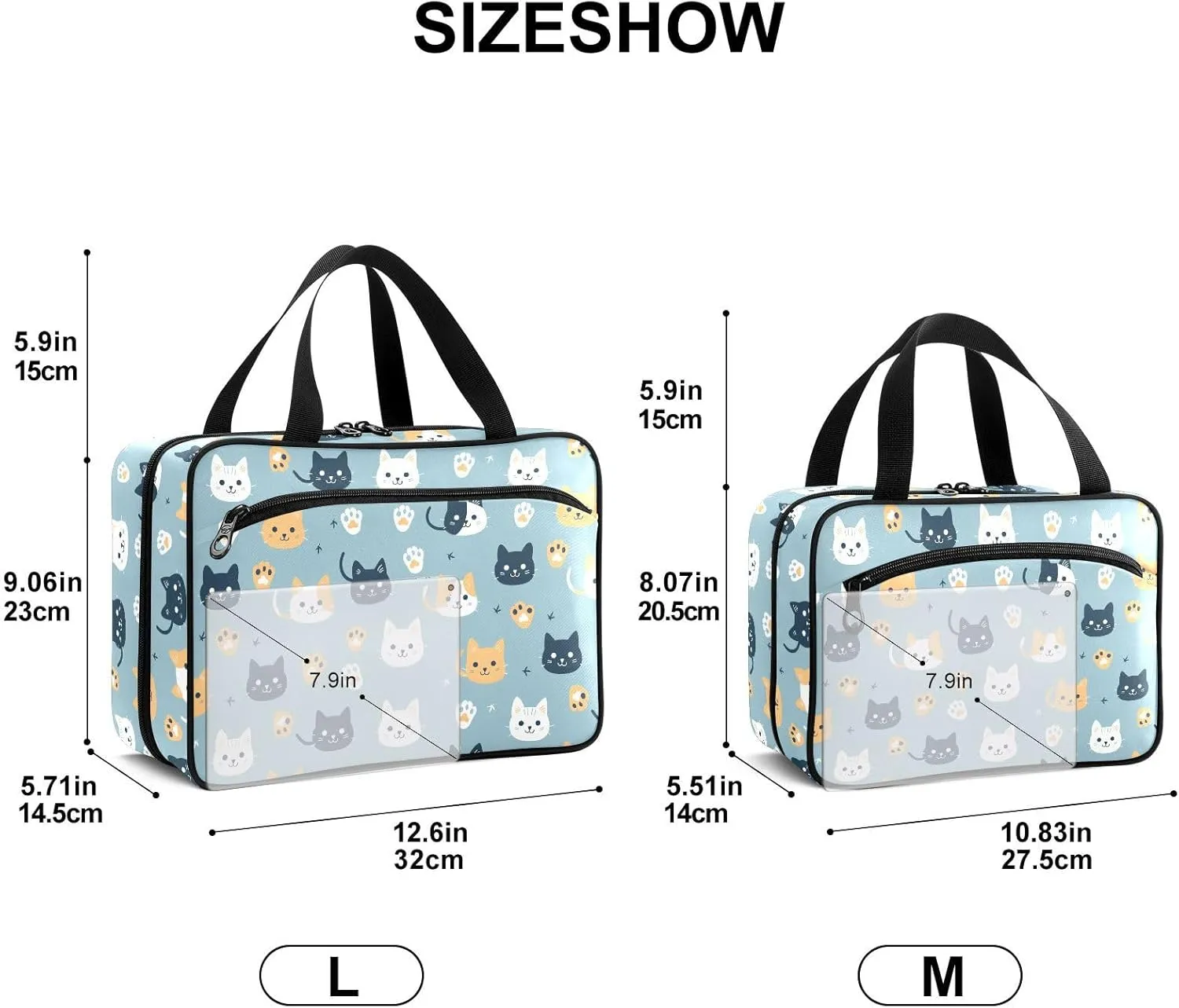 Fustylead Funny Cute Cats and Paw Prints Large Medical Storage Bag with Zipper Empty First Aid Bag Trauma Kit for Traveling Hiking Camping Backpacking