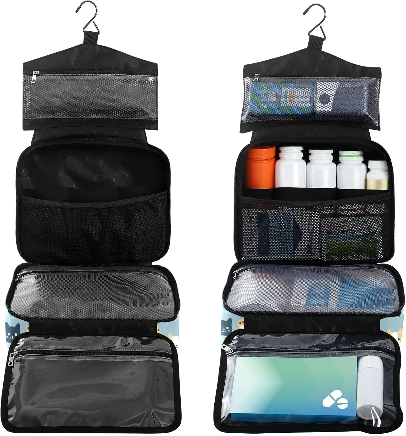Fustylead Funny Cute Cats and Paw Prints Large Medical Storage Bag with Zipper Empty First Aid Bag Trauma Kit for Traveling Hiking Camping Backpacking