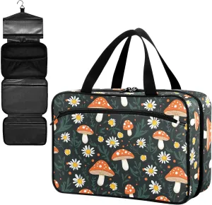 Fustylead Hand Draw Cute Mushrooms and Daisy Large Medical Storage Bag with Zipper Empty First Aid Bag Trauma Kit for Traveling Hiking Camping Backpacking
