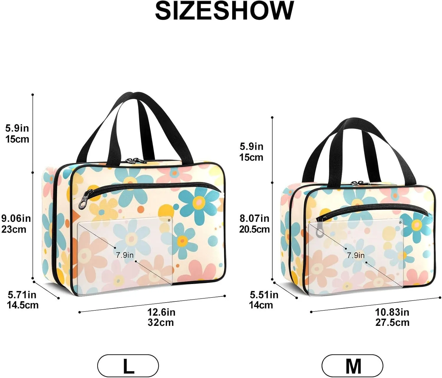Fustylead Retro Hippie Groovy Pastel Colors Daisy Flowers Large Medical Supplies Organizer Bag with Zipper Empty First Aid Bag Trauma Kit for Traveling Hiking Camping