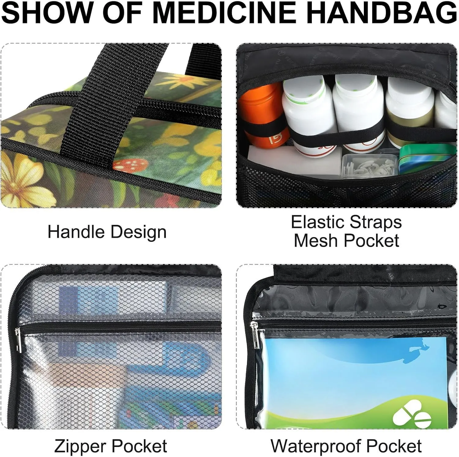Fustylead Sleeping Cat in Forest Butterfly Floral Large Medical Storage Bag with Zipper Empty First Aid Bag Trauma Kit for Traveling Hiking Camping Backpacking