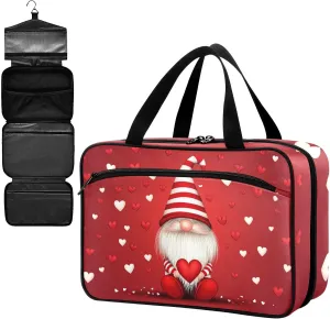 Fustylead Valentine's Day Gnomes Red Hearts Large Medical Storage Bag with Zipper Empty First Aid Bag Trauma Kit for Traveling Hiking Camping Backpacking