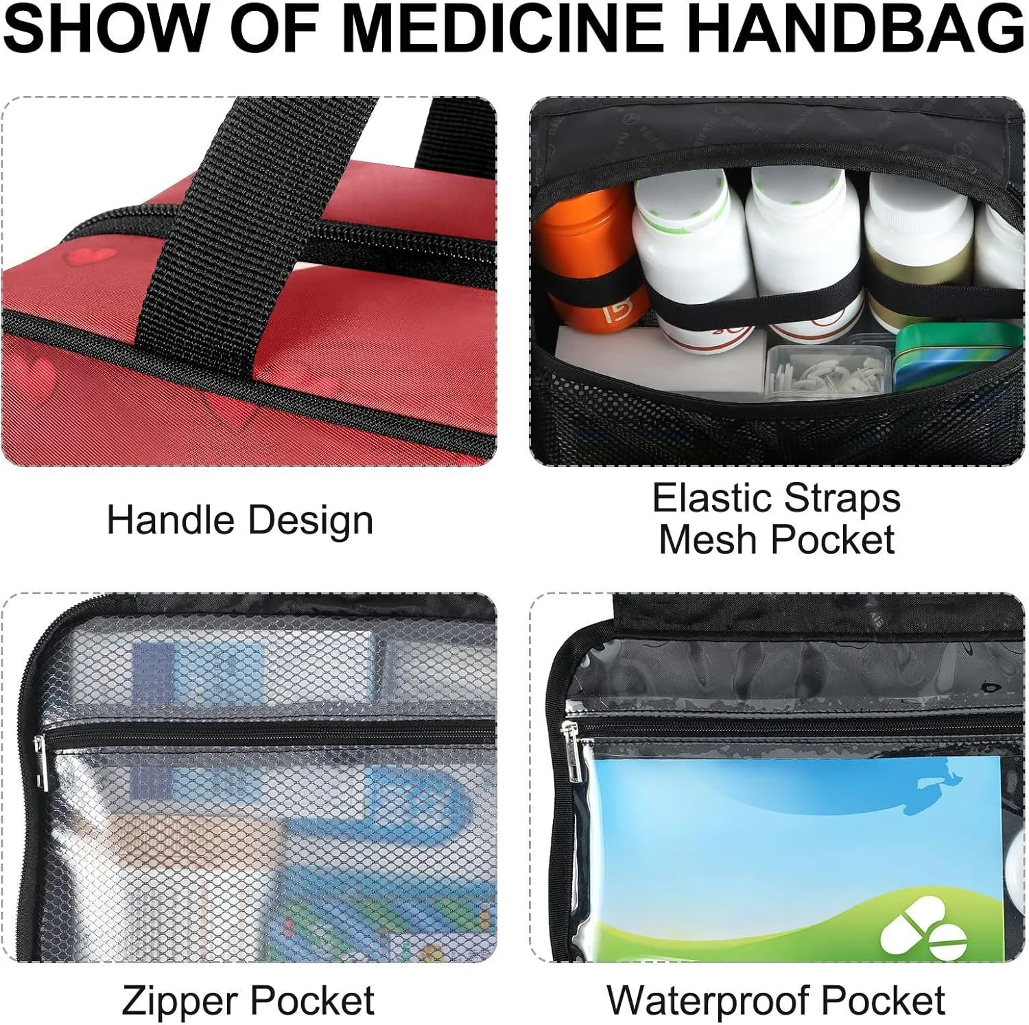 Fustylead Valentine's Day Gnomes Red Hearts Large Medical Storage Bag with Zipper Empty First Aid Bag Trauma Kit for Traveling Hiking Camping Backpacking