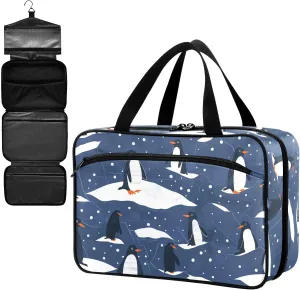 Fustylead Various Cute Penguins on Ice Large Medical Supplies Organizer Bag with Zipper Empty First Aid Bag Trauma Kit for Traveling Hiking Camping