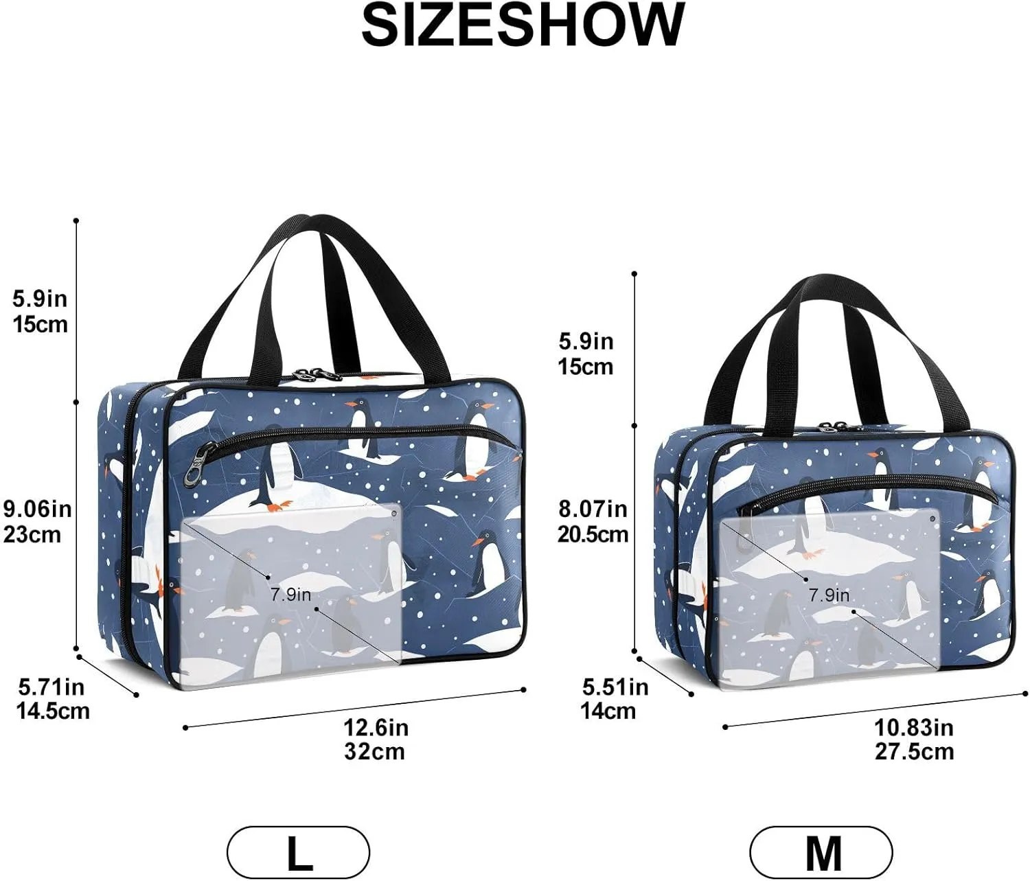 Fustylead Various Cute Penguins on Ice Large Medical Supplies Organizer Bag with Zipper Empty First Aid Bag Trauma Kit for Traveling Hiking Camping