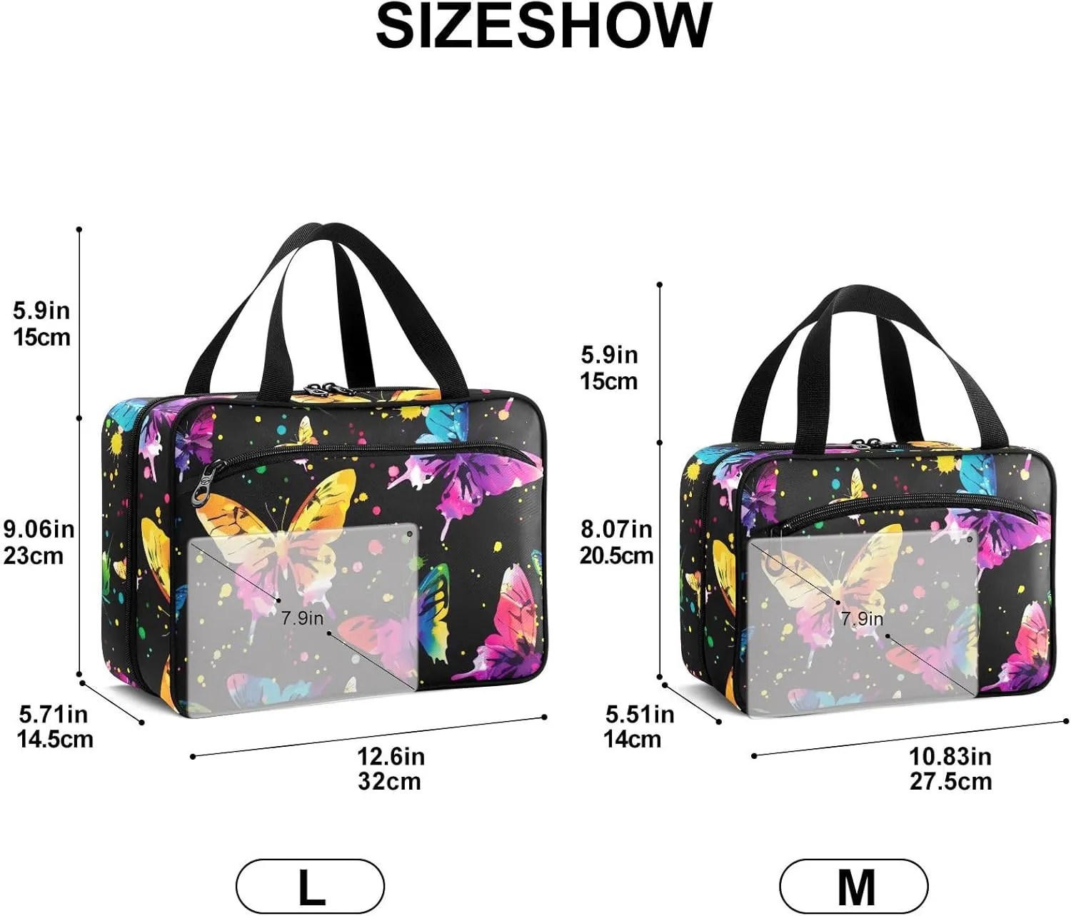 Fustylead Vibrant Butterflies in Rainbow Colors Large Medical Supplies Organizer Bag with Zipper Empty First Aid Bag Trauma Kit for Traveling Hiking Camping