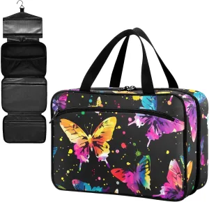 Fustylead Vibrant Butterflies in Rainbow Colors Large Medical Supplies Organizer Bag with Zipper Empty First Aid Bag Trauma Kit for Traveling Hiking Camping