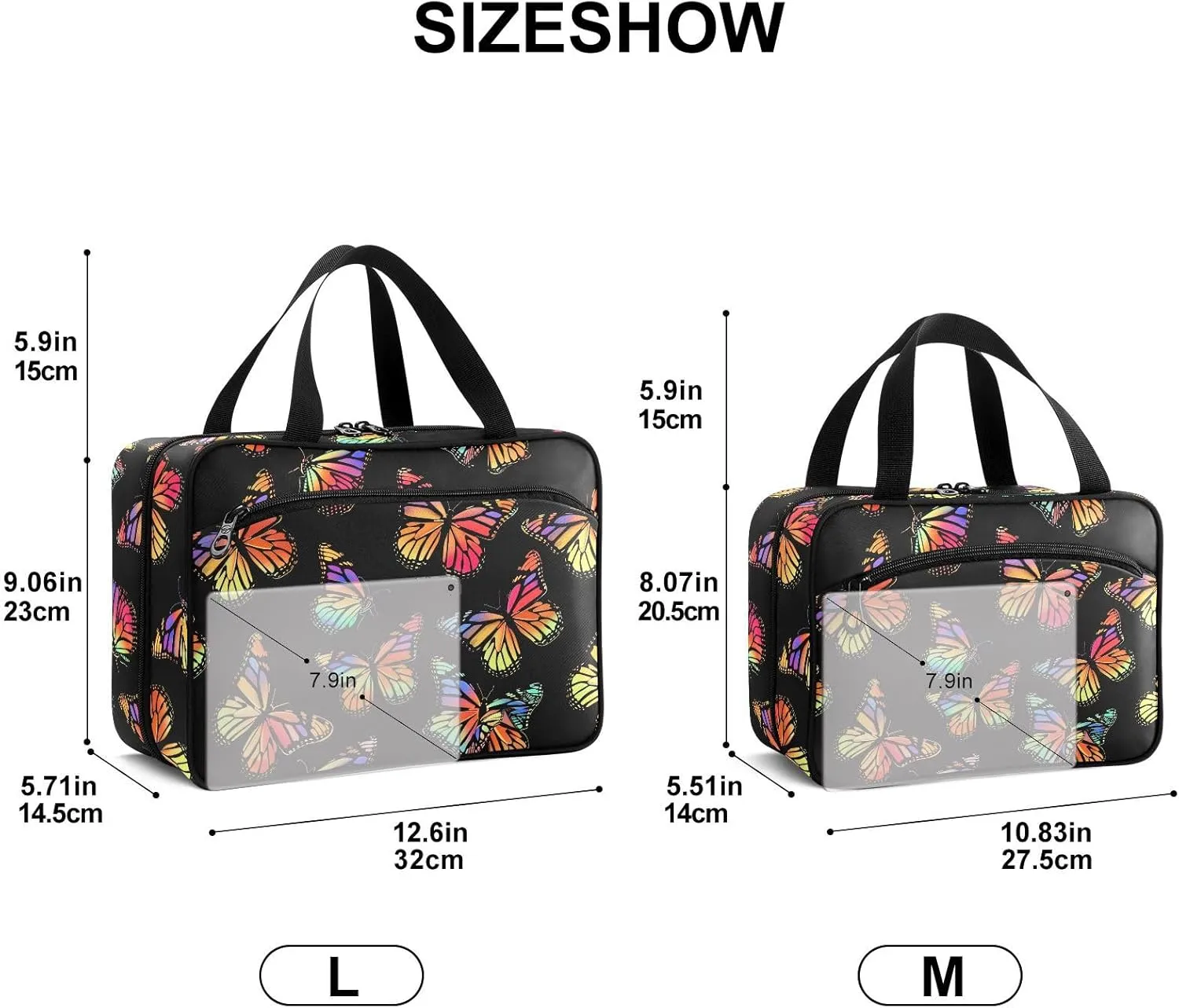 Fustylead Vibrant Gradient Colors Monarch Butterfly Large Medical Supplies Organizer Bag with Zipper Empty First Aid Bag Trauma Kit for Traveling Hiking Camping