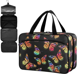 Fustylead Vibrant Gradient Colors Monarch Butterfly Large Medical Supplies Organizer Bag with Zipper Empty First Aid Bag Trauma Kit for Traveling Hiking Camping