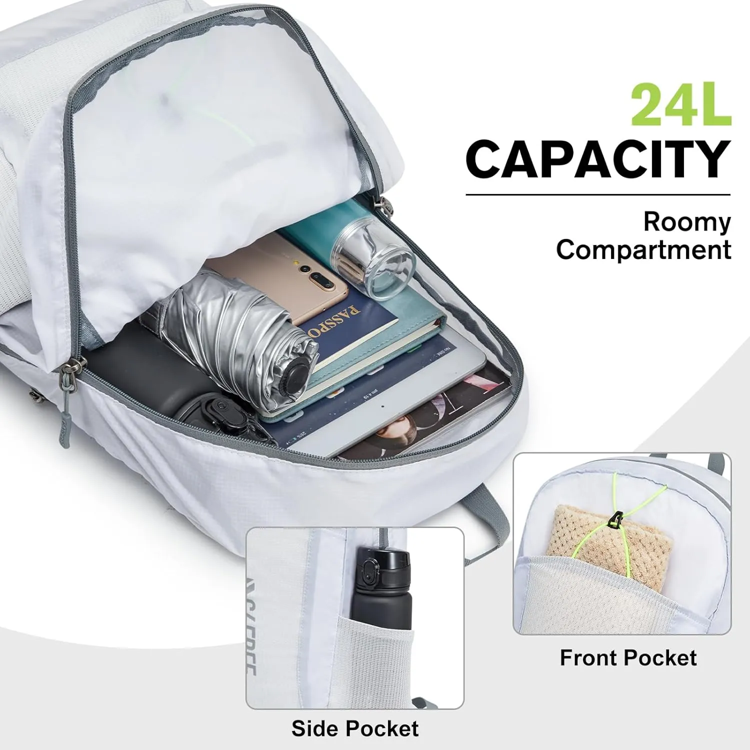 G4Free 24L Lightweight Packable Hiking Backpack Small Sport Travel Daypack Water Resistant for Women Men