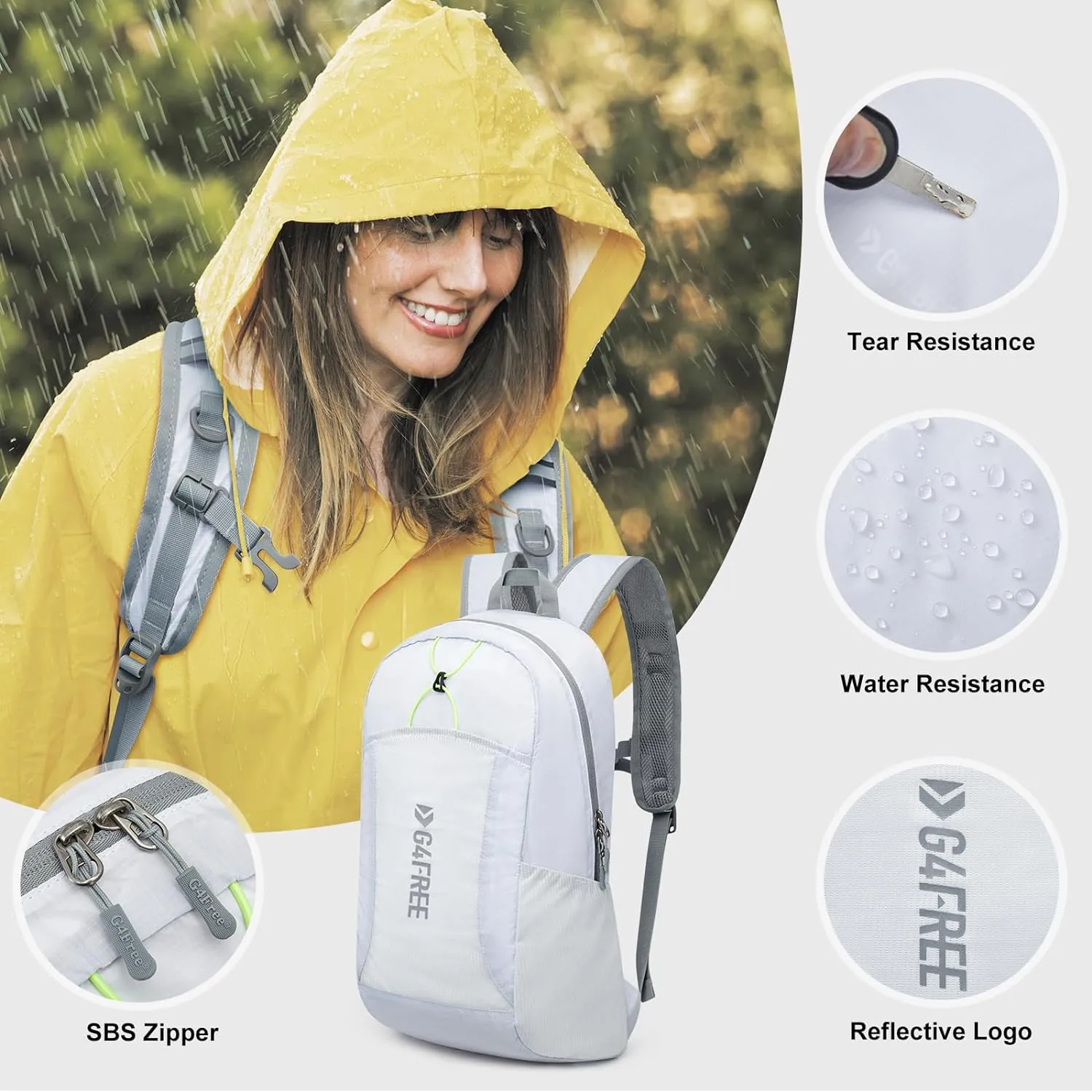 G4Free 24L Lightweight Packable Hiking Backpack Small Sport Travel Daypack Water Resistant for Women Men
