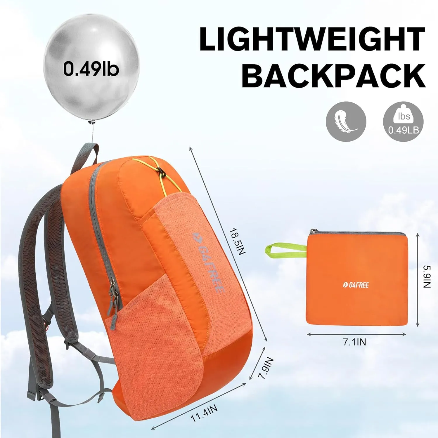 G4Free 24L Lightweight Packable Hiking Backpack Small Sport Travel Daypack Water Resistant for Women Men