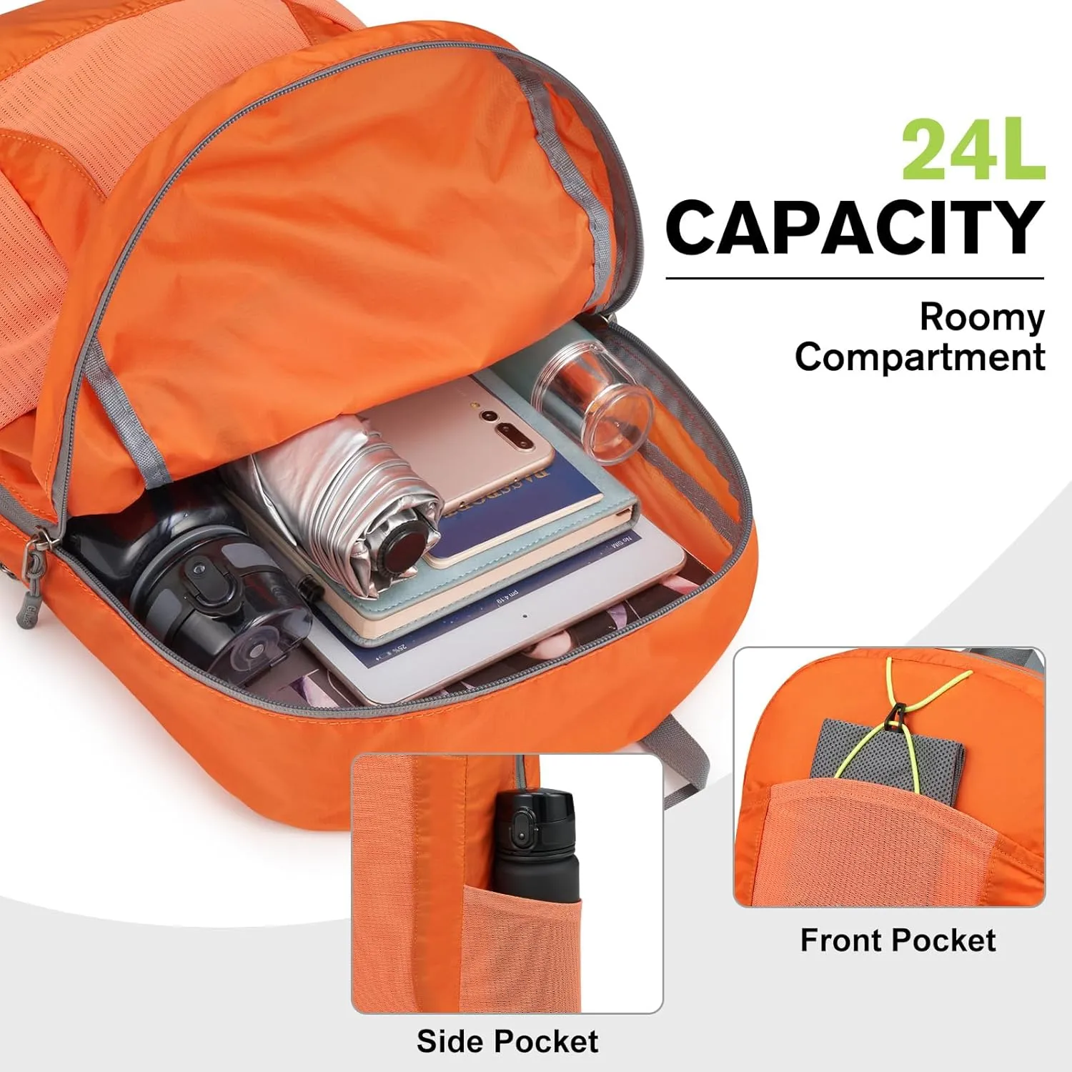 G4Free 24L Lightweight Packable Hiking Backpack Small Sport Travel Daypack Water Resistant for Women Men