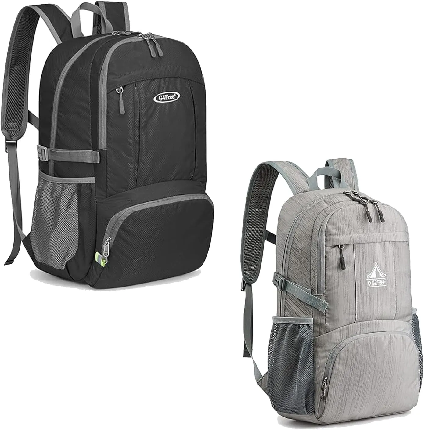 G4Free 40L Lightweight Packable Hiking Backpack   30L Shoulder Daypack Outdoor Travel Foldable for Men Women (Black Grey)