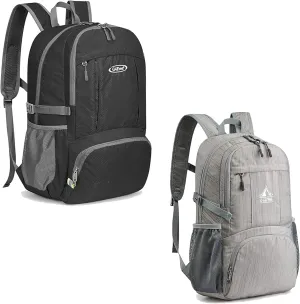G4Free 40L Lightweight Packable Hiking Backpack   30L Shoulder Daypack Outdoor Travel Foldable for Men Women (Black Grey)