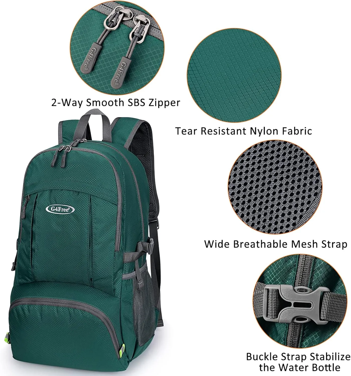 G4Free 40L Lightweight Packable Hiking Backpack, Waterproof Travel Daypack