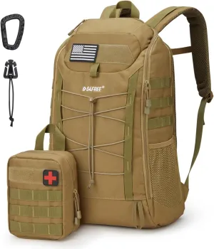 G4Free 45L Military Tactical Backpack 3 Day Assault Survival Molle Pack for Hiking Camping Traveling(Tan)