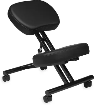 Gaiam Ergonomic Kneeling Chair - Adjustable Office Chair with Padded Cushions - Home Office Chair for Improving Posture and Core Alignment - Includes Easy-Glide Lockable Caster Wheels