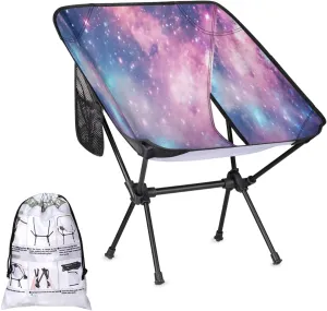 Galaxy Star Portable Camping Chair Lightweight Folding Backpacking Chair, Compact Foldable Beach Seat with Carry Bag for Outdoor Hiking Fishing Travel