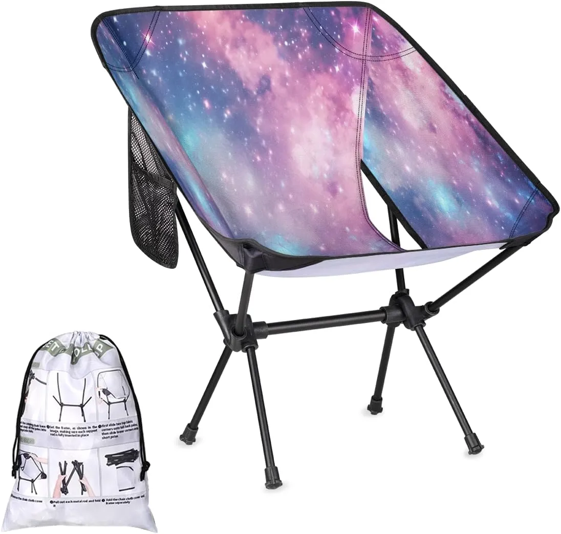Galaxy Star Portable Camping Chair Lightweight Folding Backpacking Chair, Compact Foldable Beach Seat with Carry Bag for Outdoor Hiking Fishing Travel