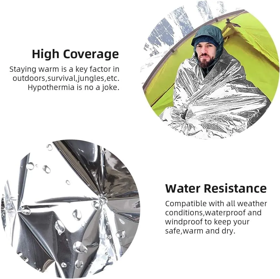 GALAXYLENSE Emergency Mylar Thermal Blanket for Survival First Aid Kits Army Outdoors Hiking Camping Bug Out Trauma Desert All Weather Condition Protection (150 Packs Silver)