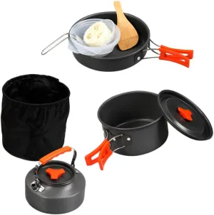 GANAZONO 1set Portable Camping Cookware Outdoor Cooking Gear Non-Stick Cooking Utensils for Hiking Backpacking and Picnics Compact Storage Bag Included for Persons