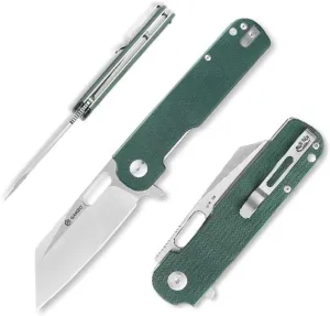 Ganzo G770-GR EDC Folding Pocket Knife Razor Sharp D2 Stainless Steel Blade G10 Handle with Clip Outdoor Foldable Not Automatic Knife Hunting Fishing Hiking Gear Best Gift for Men (Green)
