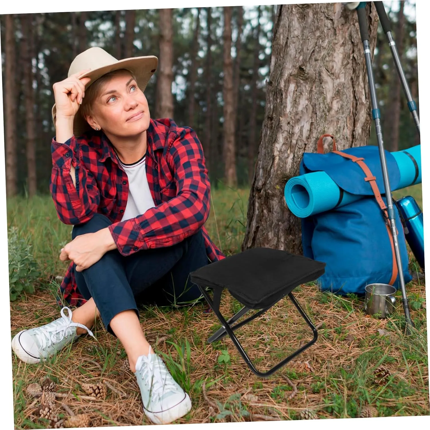 Garden Planting Stool Foldable Oxford Fabric Camping Footstool Zipper Bag