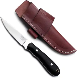 GCS Handmade D2 Steel Hunting Knife with Black Micarta Handle, Full Tang Blade, and Leather Sheath for Hunting Hunting Camping Survival EDC-GCS 955