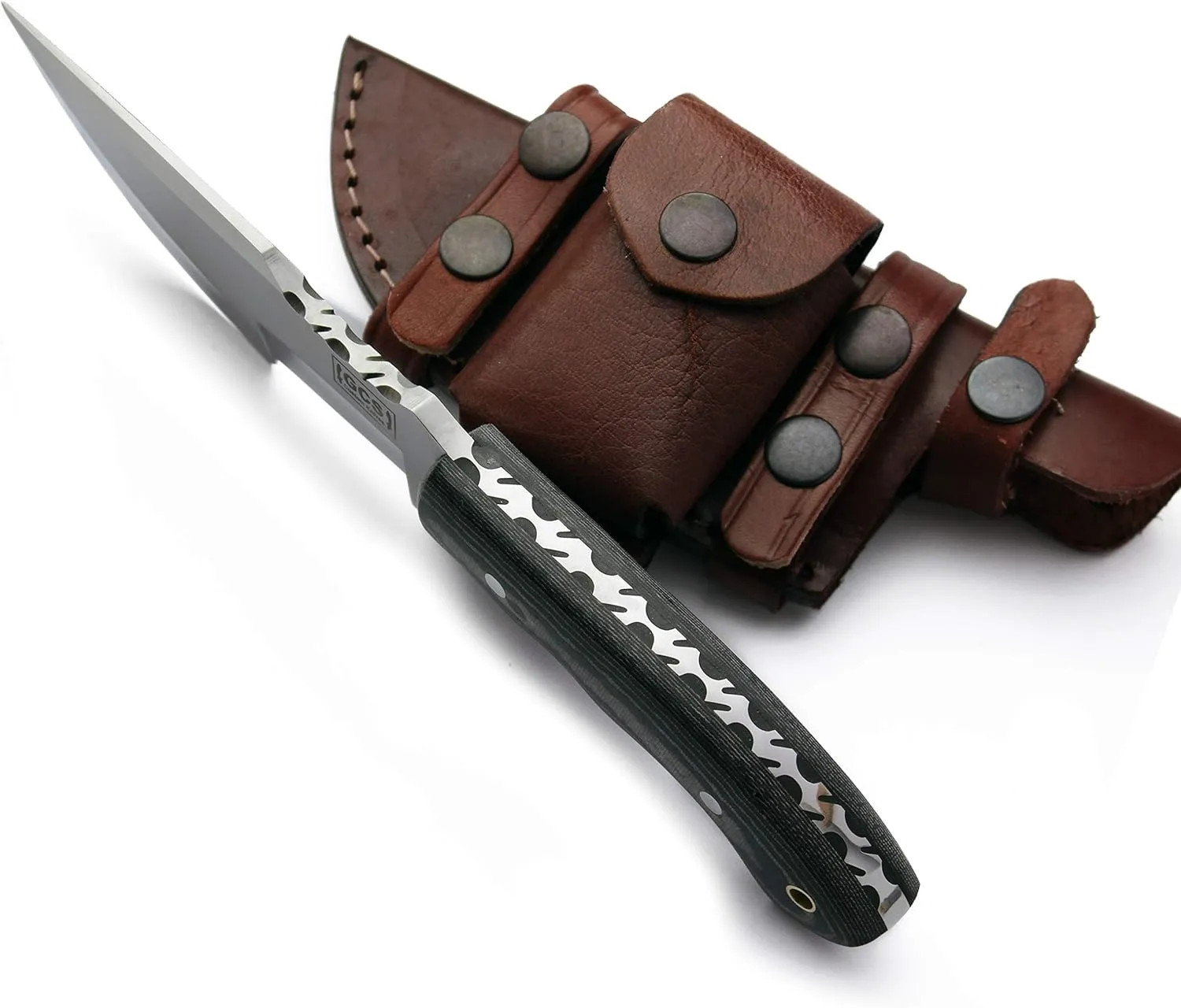 GCS Handmade G10 Handle D2 Tool Steel Tactical knife Hunting Knife with leather sheath Full tang blade designed for Hunting & EDC GCS 213