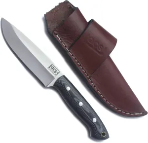 GCS Handmade Micarta Handle D2 Tool Steel Tactical Hunting Knife with leather sheath Full tang blade designed for Hunting & EDC GCS 124