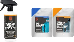 GEAR AID Revivex Durable Water Repellent (DWR) Spray for Waterproofing, Restoring Performance & Care Kit with Revivex Pro Cleaner and Revivex Wash-in Water Repellent, Clear