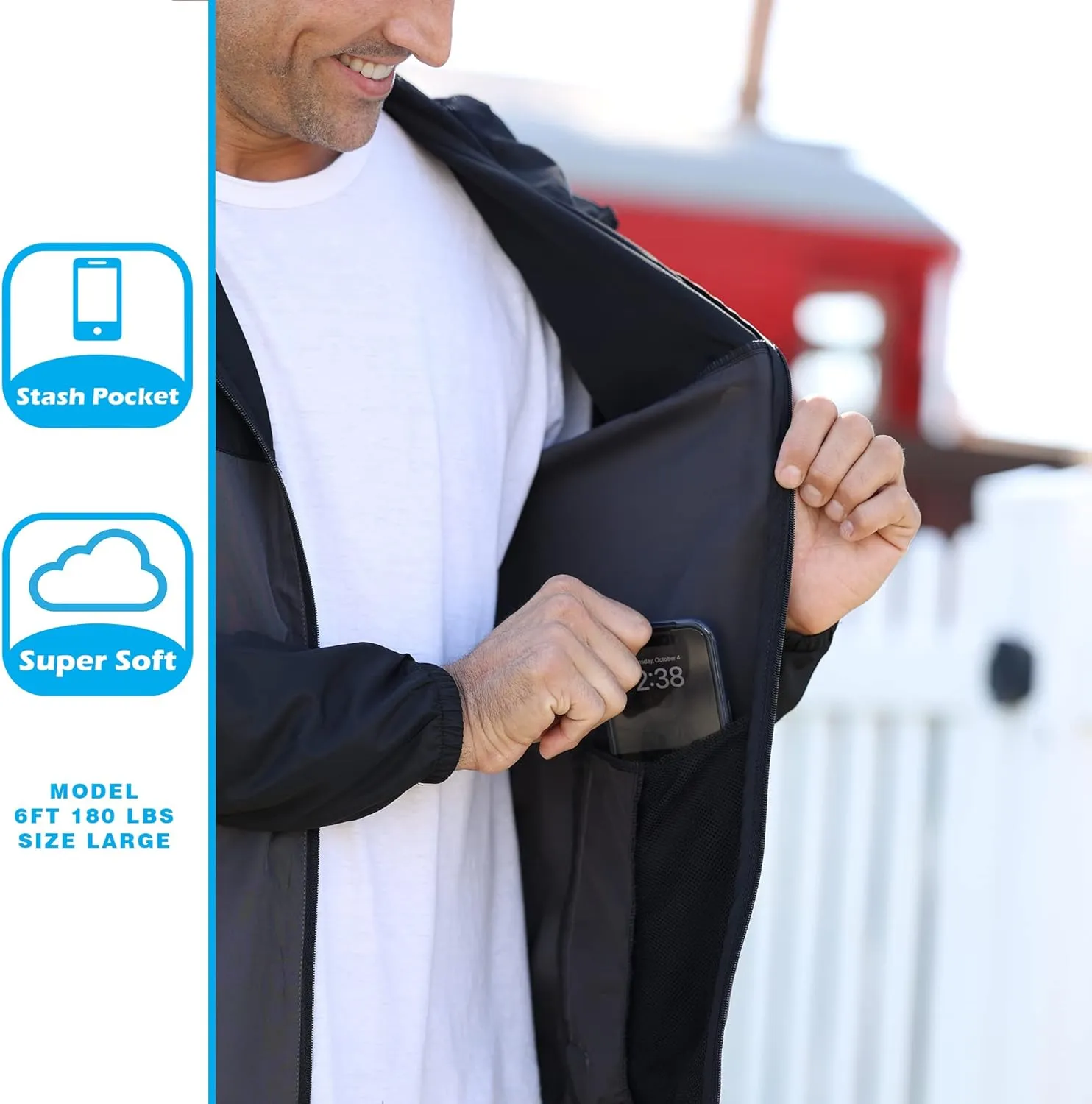 Global Blank Men's Windbreaker Jacket Lightweight Water-Resistant Windbreakers for Men