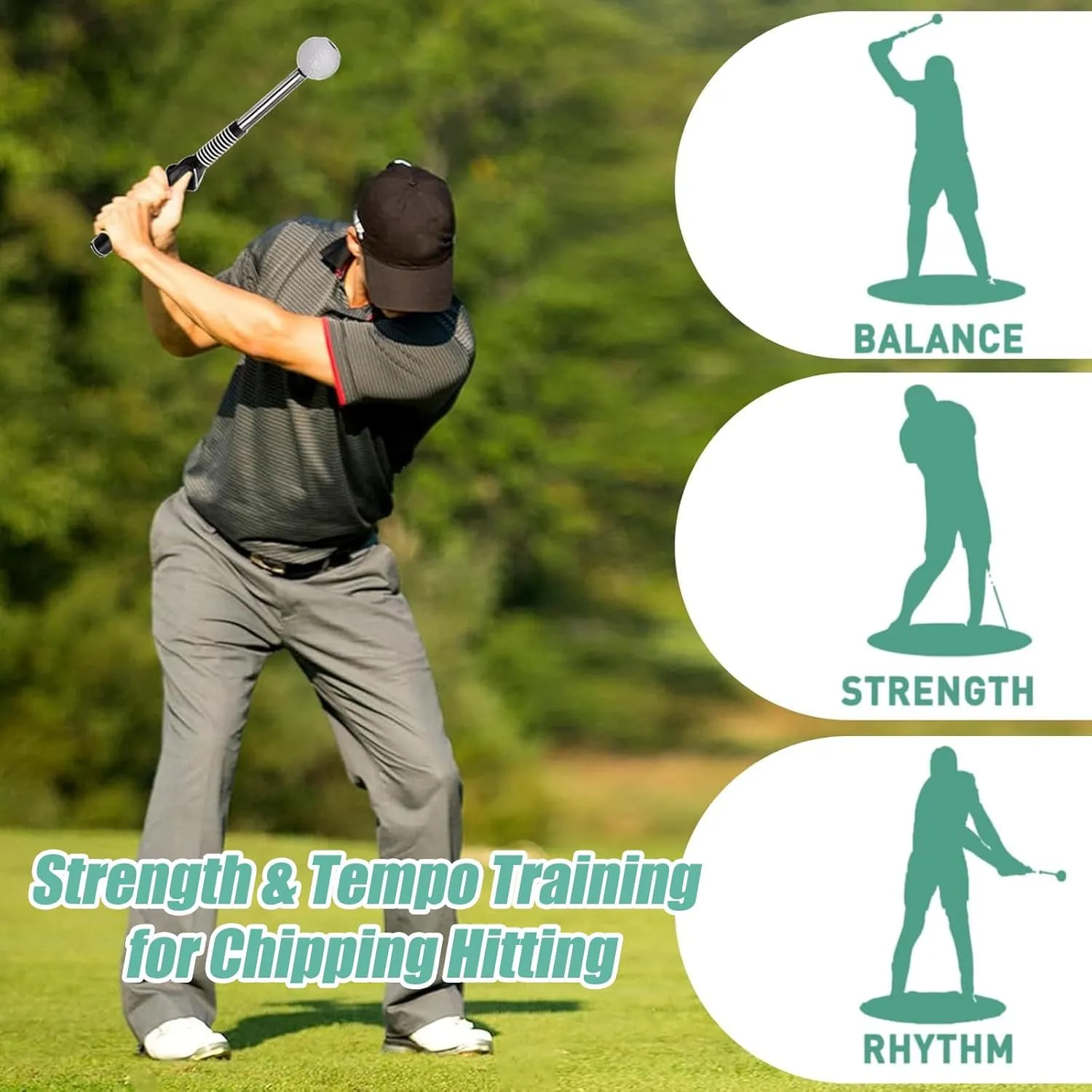 Gloryboom Telescopic Club, Retractable Golf Swing Training Aid, Golf Grip Trainer with Click Feedback, Strength & Tempo Training for Chipping Hitting, for Right & Left-Handed Golfers