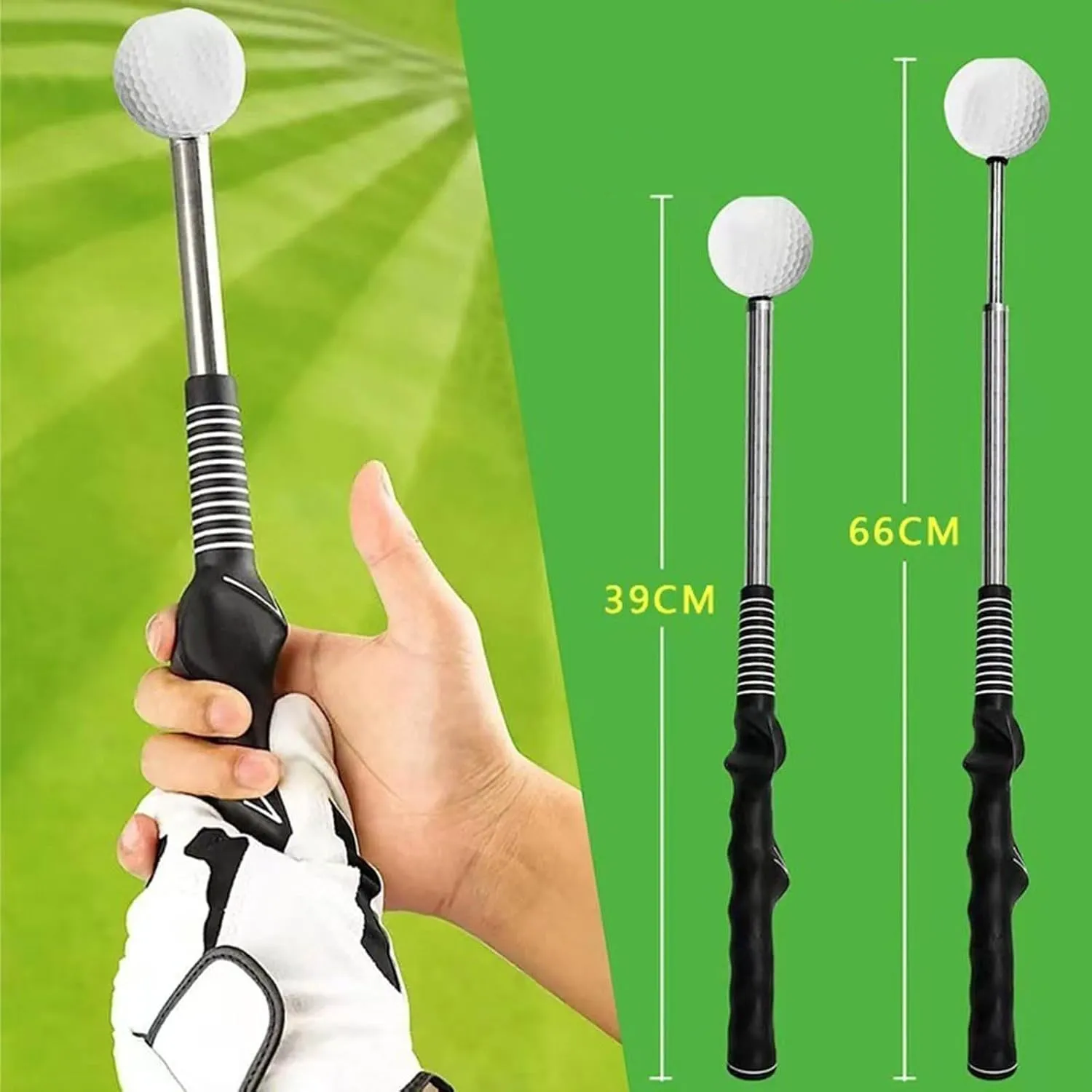 Gloryboom Telescopic Club, Retractable Golf Swing Training Aid, Golf Grip Trainer with Click Feedback, Strength & Tempo Training for Chipping Hitting, for Right & Left-Handed Golfers