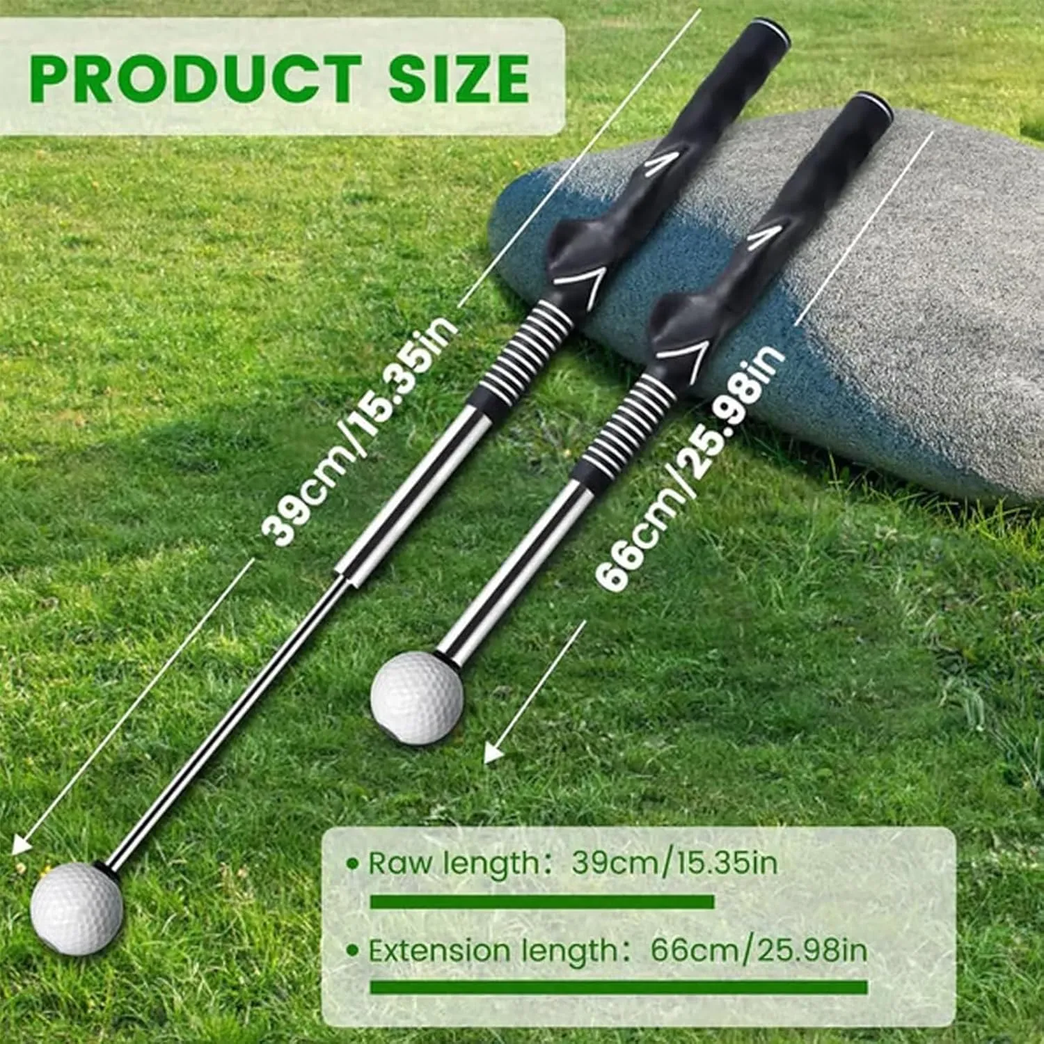 Gloryboom Telescopic Club, Retractable Golf Swing Training Aid, Golf Grip Trainer with Click Feedback, Strength & Tempo Training for Chipping Hitting, for Right & Left-Handed Golfers