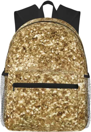 Gold Confetti Glitter Lightweight Packable Backpack Travel Casual Hiking Daypack Foldable Backpack For Men Women