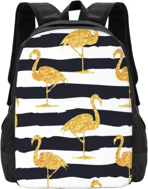 Gold Flamingo Lightweight Packable Backpack Travel Casual Large Capacity Daypack Foldable Backpack For Men Women