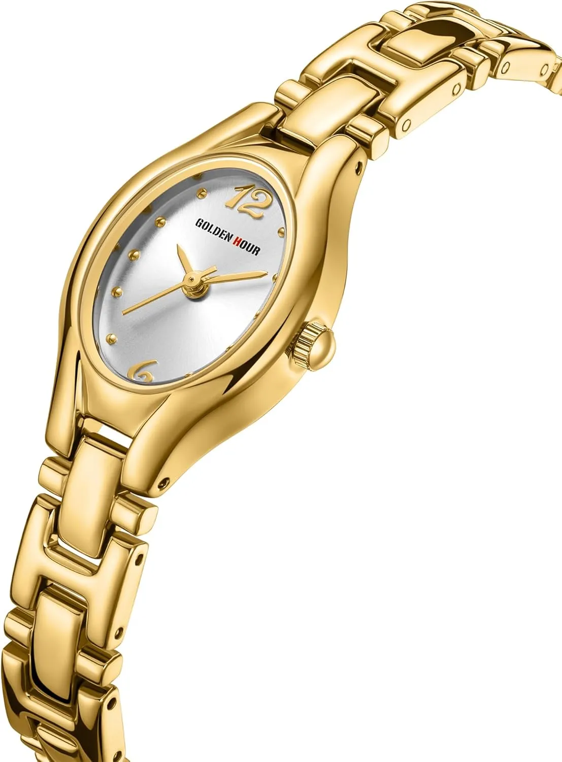 GOLDEN HOUR Gold Tone Vintage Women's Oval Case Bracelet Watch