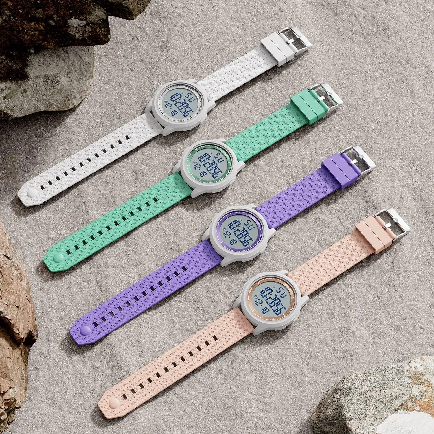 GOLDEN HOUR Ultra-Thin Minimalist Sports Waterproof Digital Watches Men with Wide-Angle Display Rubber Strap Wrist Watch for Men Women
