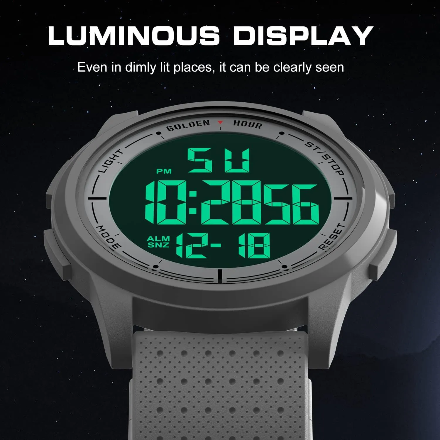 GOLDEN HOUR Ultra-Thin Minimalist Sports Waterproof Digital Watches Men with Wide-Angle Display Rubber Strap Wrist Watch for Men Women