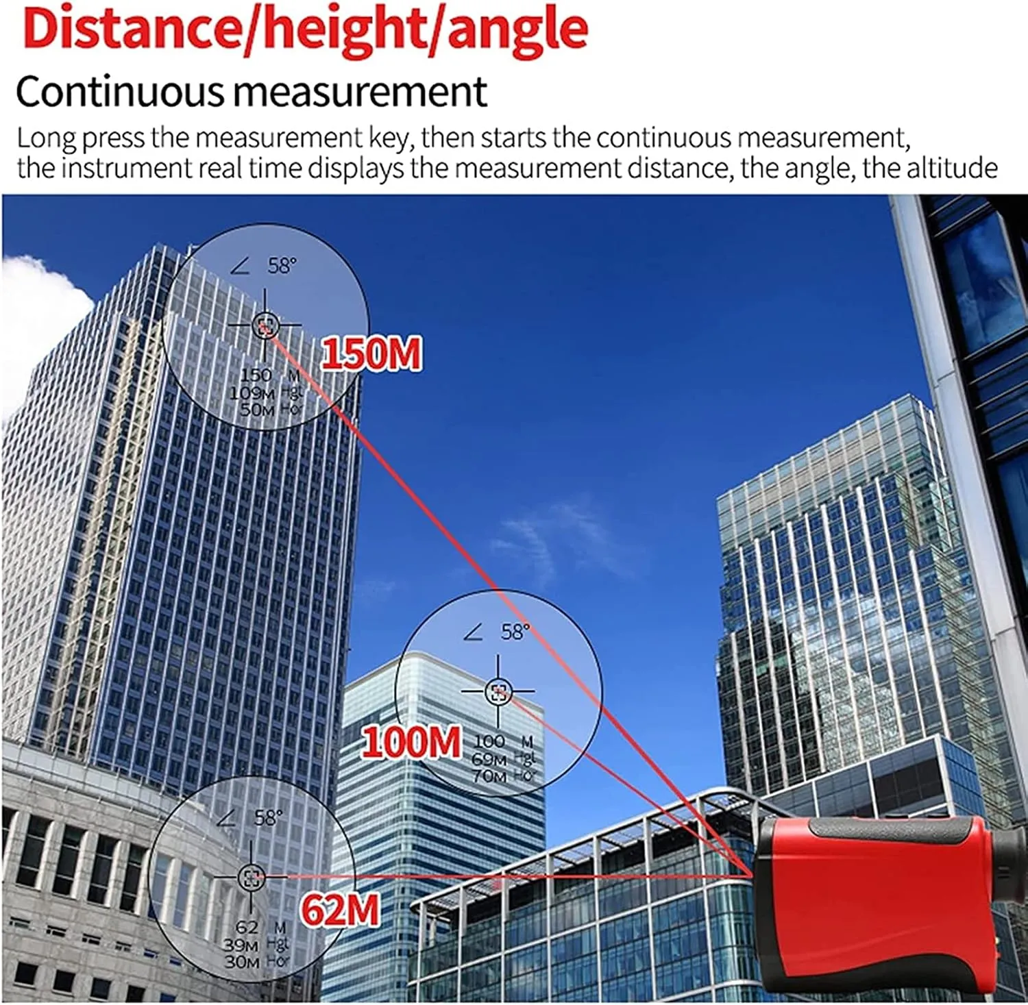 Golf Range Finder, Rechargeable Rangefinder Meter, Outdoor Golfs Telescope Digital Monocular Finder, Angle, Speed, Height, Distance, Golf-Distance Correction Measuring Tool,800m