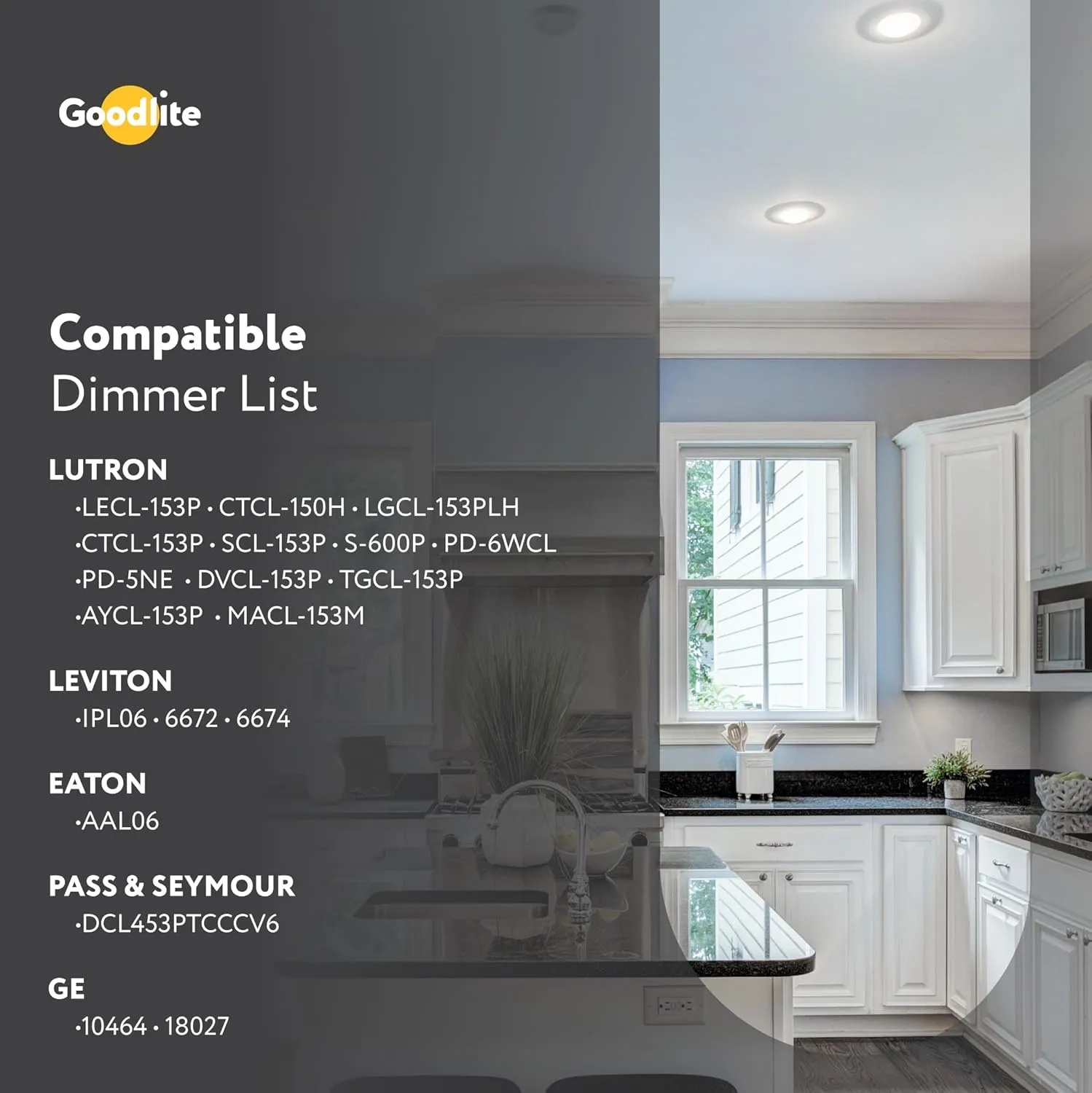 Goodlite 4" LED Round, Recessed Ultra Slim Baffle-Trim Fixture, 12W, 120-277V, CRI 90 , Wet & ETL, Triac & 0-10V Dimming, 1000 Lumens, Color Selectable 2700k-3000k-3500k-4100k-5000k, 1ct (G-97822)