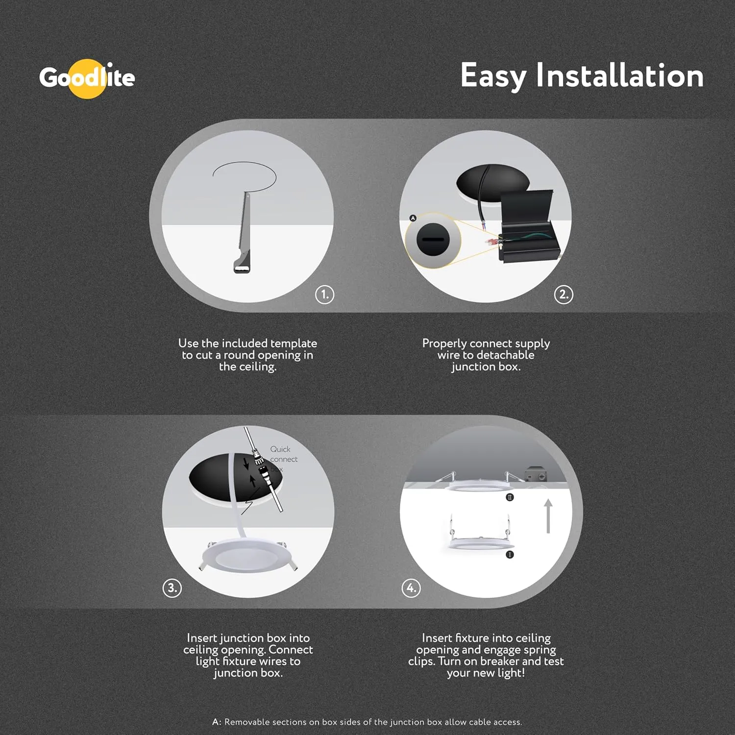 Goodlite 4" LED Round, Recessed Ultra Slim Baffle-Trim Fixture, 12W, 120-277V, CRI 90 , Wet & ETL, Triac & 0-10V Dimming, 1000 Lumens, Color Selectable 2700k-3000k-3500k-4100k-5000k, 1ct (G-97822)