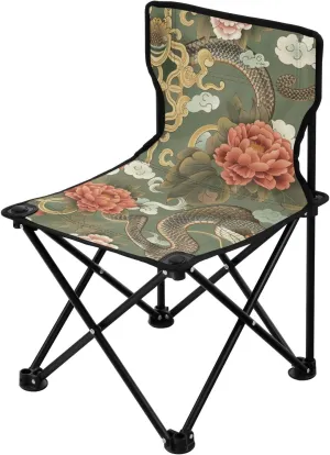 Gorgeous Retro Snake Design Packable Heavy Duty Camping Chairs Ultralight Backpack Beach Chairs for Adults Includes Carry Bag Portable Chair for Waiting in Line for Ice Fishing Camping