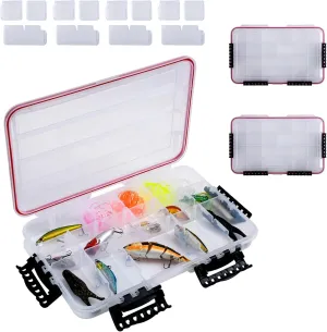 Goture 2Pcs 3700 Tackle Tray, Waterproof Tackle Box, Waterproof Floating Airtight Stowaway, 3700 Tray with Adjustable Dividers, Sun Protection, Fishing Storage Lure Box for Freshwater Saltwater, 2Pcs