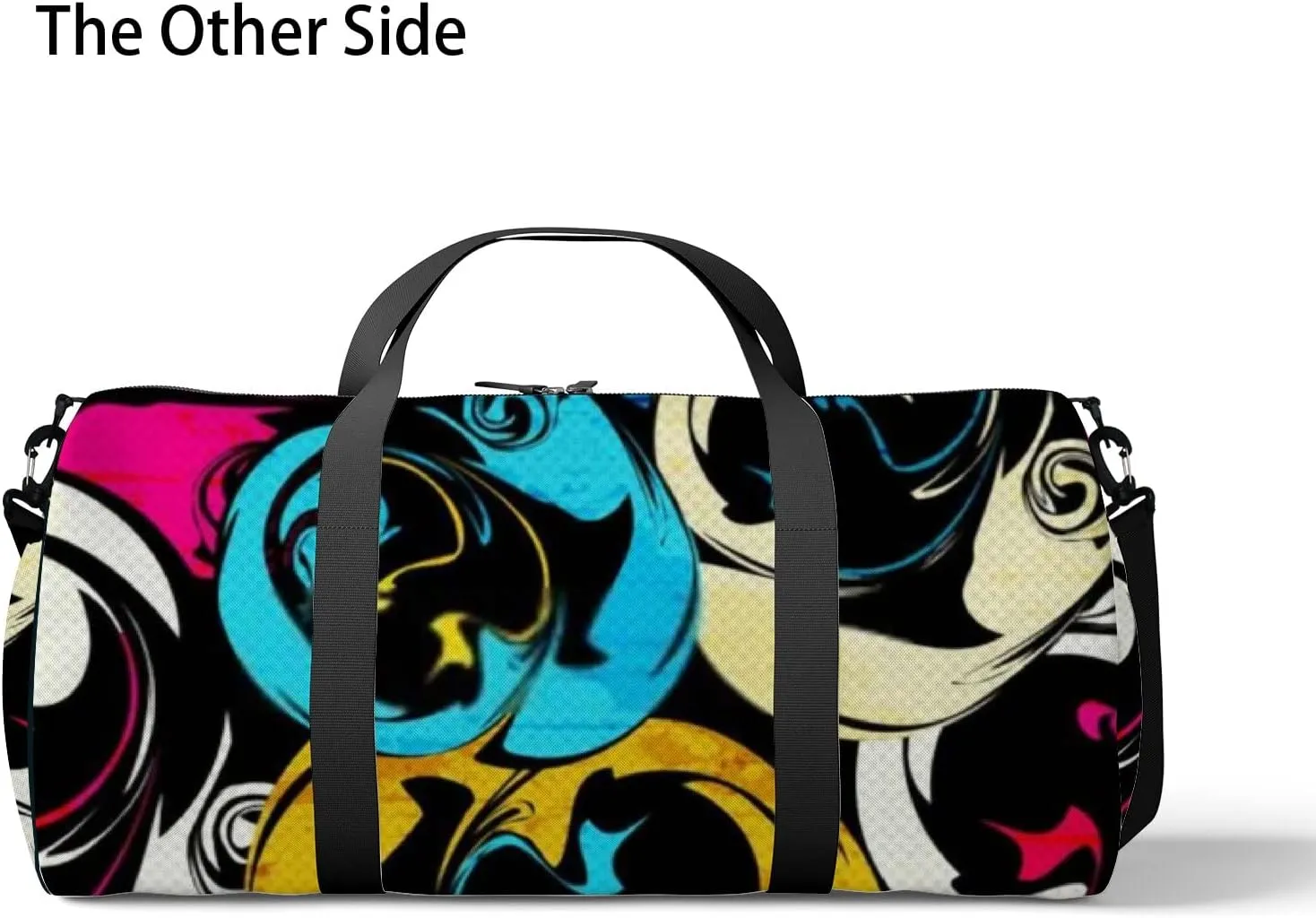 Graffiti Bright Psychedelic Seamless Pattern on Sports Bag Tote Bag Waterproof Gym Bag with Shoulder Strap Zipper 2 Side Pockets for Men and Women, Travel and Storage Shoulder Bag.
