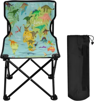 Gredecor Camping Chairs, Dinosaurs Map of The World Portable Camping Chair with Storage Bag, Lightweight Foldable Chair for Outside Camping, Hiking, Travel, Beach and Sports